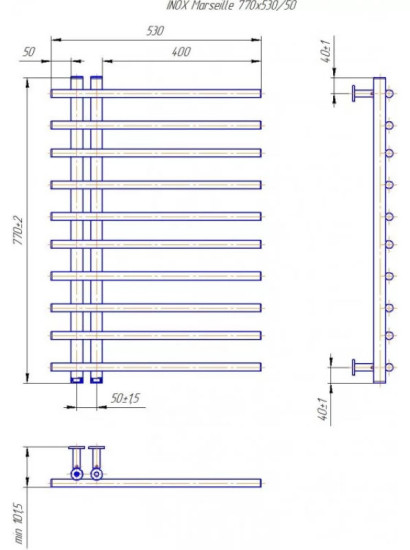 Полотенцесушитель Mario INOX Марсель 770х530/50 (1.075.044130.P)