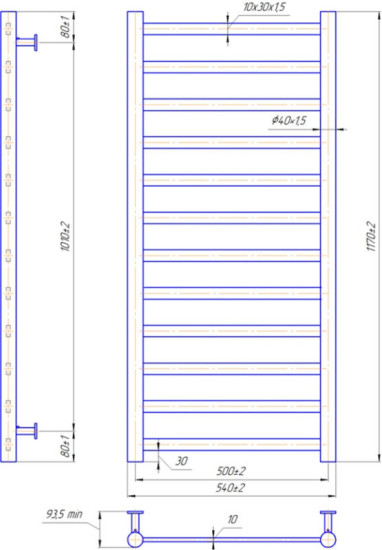 Рушникосушарка Mario INOX Модена 1170х540/500 (1.7.044596.P)