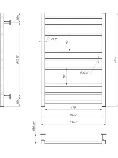 Рушникосушарка Mario INOX Преміум Класік 770х540/500 (1.7.044598.P)
