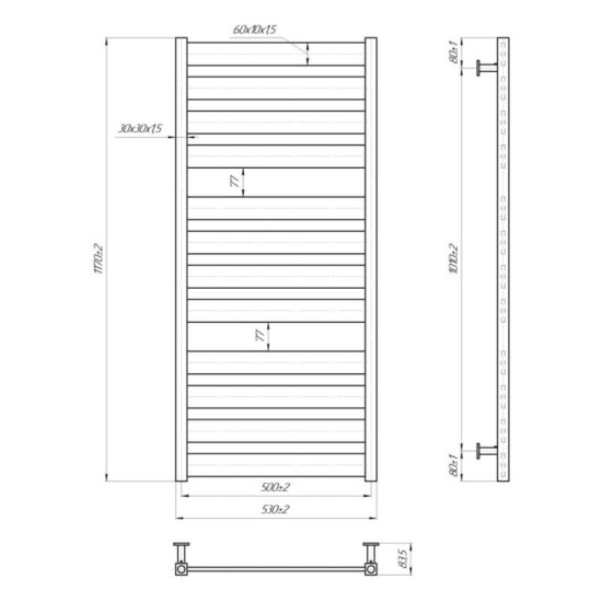 Рушникосушарка Mario INOX Санті 1170х530/500 (1.7.044606.P)