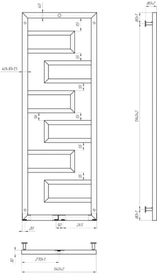 Полотенцесушитель Mario INOX Талія 1500х540/500/50 (1.7.044614.P)
