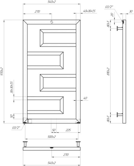 Полотенцесушитель Mario INOX Талія 970х540/500/50 (1.7.044613.P)