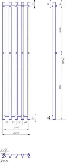 Полотенцесушитель Mario INOX Туб 1500х352/320 (1.7.046429.P)