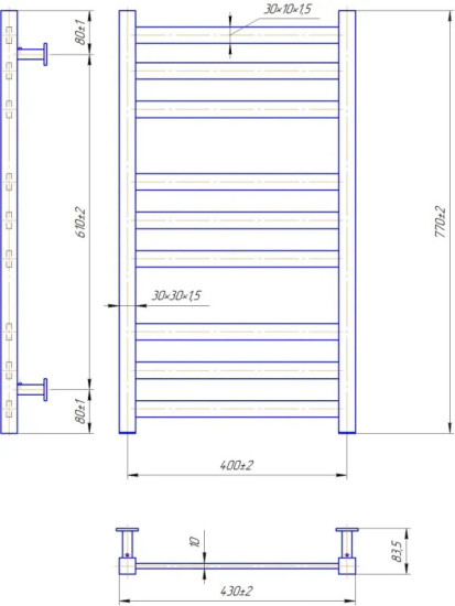 Рушникосушарка Mario INOX Чикаго 770х430/400 (1.7.052040.P)