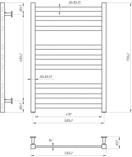 Полотенцесушитель Mario INOX Чикаго 770х530/500 белый мат (1.137.047815.WM)