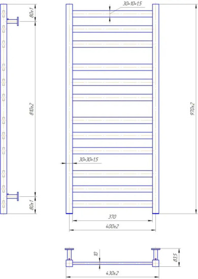Рушникосушарка Mario INOX Чикаго 970х430/400 (1.7.052042.P)