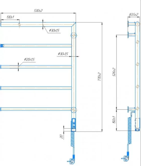 Полотенцесушитель Mario Romeo-І 770х530/80 ТR левый (2.3.8501.10.P)