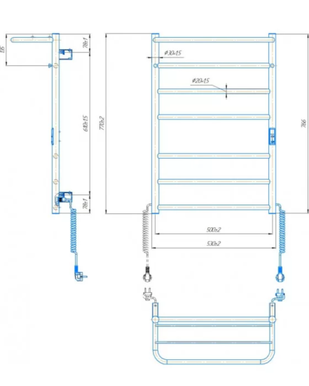 Полотенцесушитель Mario Веєр-I 600х445/55 електр. TR черный мат (2.3.0407.11.BM)