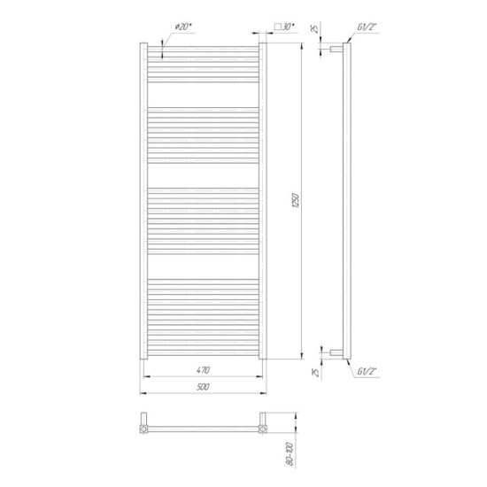 Рушникосушарка Mario Гера 1250х500/470 чорний мат (1.2.0404.03.BM)