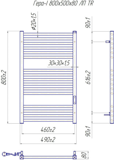 Рушникосушарка Mario Гера-I 800х500/80 електр. TR К (2.2.1802.03.P)