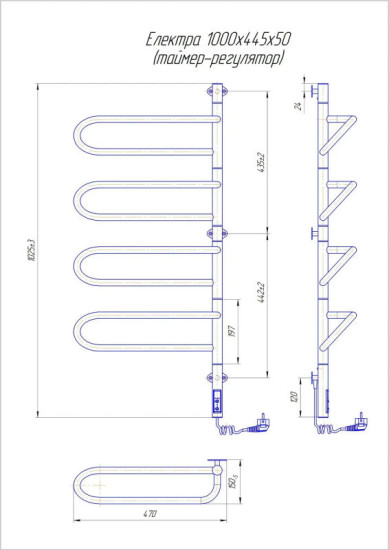 Полотенцесушитель Mario Електра-І 1000x445/150 електр. TR (2.3.1004.11.P)