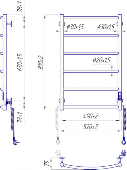 Полотенцесушитель Mario Классик НР-І 800х530/85 електр. TR К (2.3.0115.10.P)