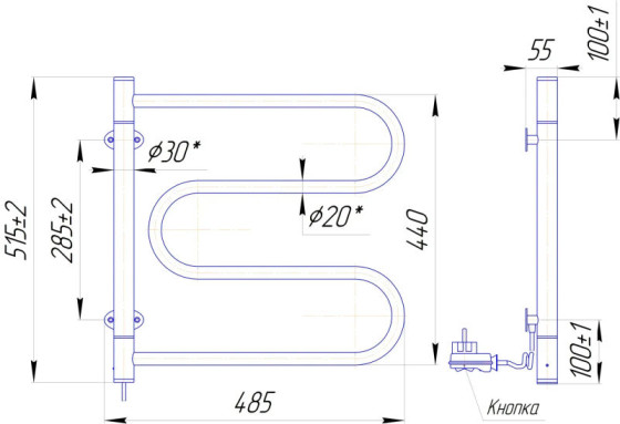 Рушникосушарка Mario Ласо-І 515х485/55 електр. (2.3.0600.12.P)