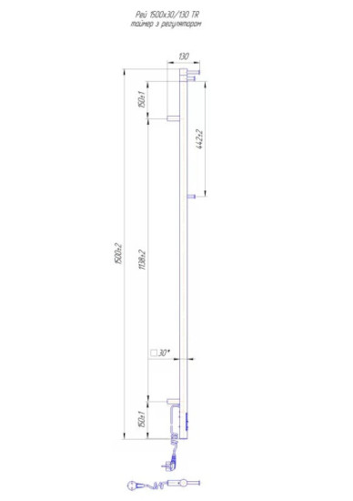 Рушникосушарка Mario Рей Кубо-І 1500х30/130 електр. TR (2.2.1203.16.Р)