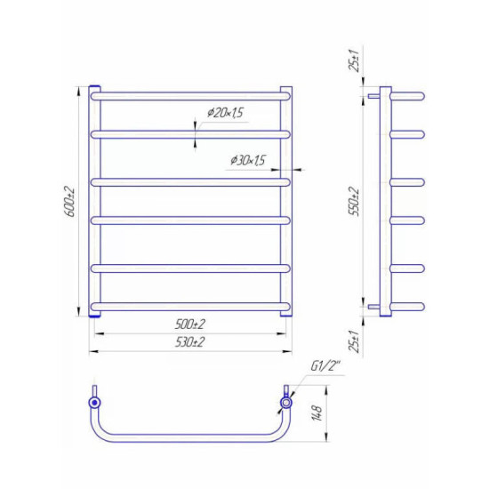 Полотенцесушитель Mario Стандарт 600х530/500 черный мат (1.1.0203.01.Bm)