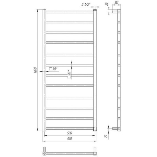 Полотенцесушитель Mario Токио 1200х530/500 черный мат (1.2.0602.03.BM)
