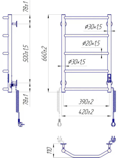 Рушникосушарка Mario Трапеція НР-І 650х430/110 електр. TR К (2.3.2813.10.P)