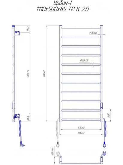 Рушникосушарка Mario Урбан-I 1110x500/85 TR K 2.0 (2.3.8301.10.Р)