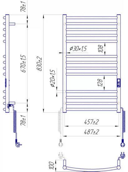 Рушникосушарка Mario Фенікс-I 830х500/100 електр. TR К (2.2.1302.03.P)