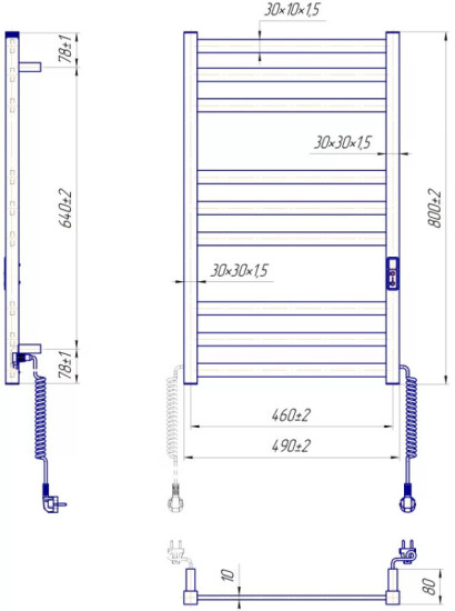 Полотенцесушитель Mario Чикаго-І 800х500/80 TR K (2.2.2101.03.P)