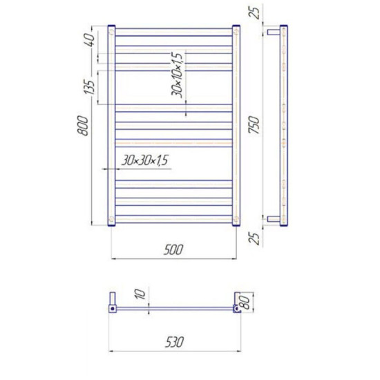 Рушникосушарка Mario Чікаго-І 800х500/80 TR K білий глянець (2.2.2101.03.WG)