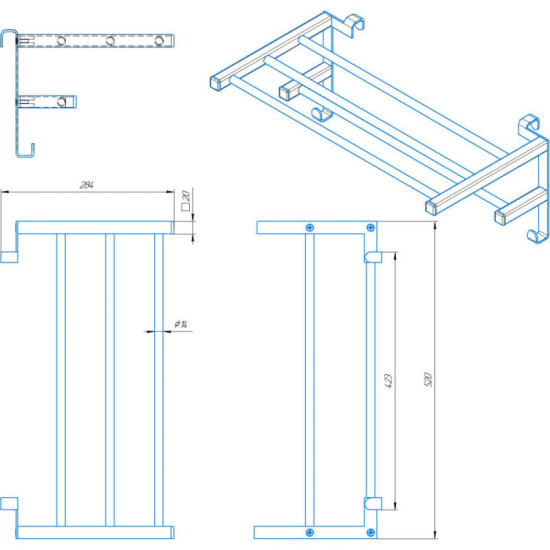 Полиця навісна Mario INOX 520х284 (3.0.1400.13.P)