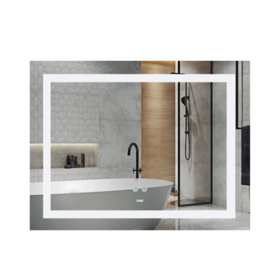 Зеркало Lidz Kubis (KU1) 1200х800 с LED-подсветкой Touch, с антизапотеванием, с диммером, рег. яркости LDKUB120080049008