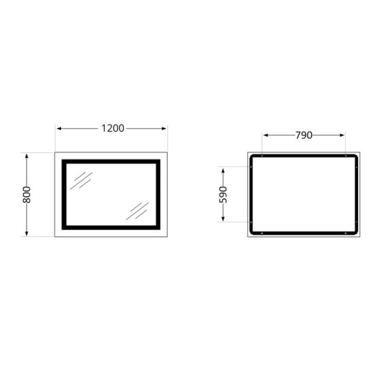 Зеркало Lidz Kubis (KU1) 1200х800 с LED-подсветкой Touch, с антизапотеванием, с диммером, рег. яркости LDKUB120080049008