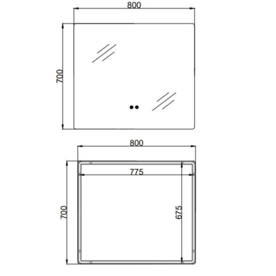 Зеркало Qtap Taurus (TA2) 800×700 мм с LED-подсветкой Touch, с антизапотеванием, с диммером, рег. темп. цвета QTTAU70070048955