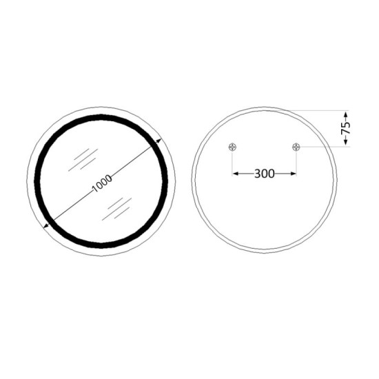 Зеркало Qtap Taurus R1000 с LED-подсветкой Touch, с антизапотеванием, с диммером QTTAUR100049004