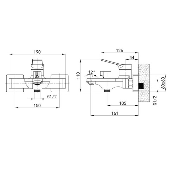 Змішувач для ванни Qtap Arvin QTARV259CRM48640 Chrome
