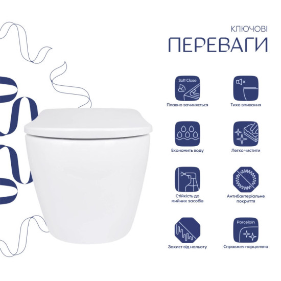 Унитаз подвесной Qtap Robin ML Ultra Quiet 520×365×365 мм, с сиденьем Soft-close MagLock, White QTROBML26W49623