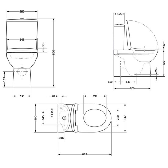 Унітаз-компакт Qtap Stork Ultra Quiet 630×350×805 мм із сидінням Soft-close, White QTSTO27W49260