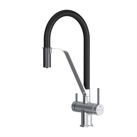 Кухонний змішувач Am.Pm Func F8F07802 (хром/чорний, з гнучким виливом та підключенням питної води)