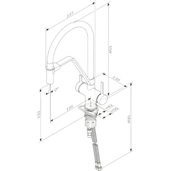 Кухонний змішувач Am.Pm Func F8F07802 (хром/чорний, з гнучким виливом та підключенням питної води)