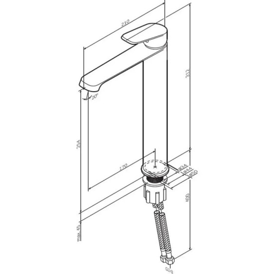 Змішувач для раковини Am.Pm Func F8F92022 (чорний матовий, високий)