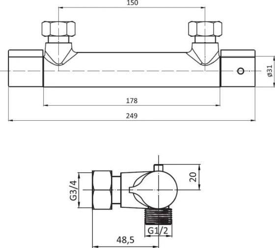 Смеситель термостатический для душа Damixa Jupiter хром 776000000