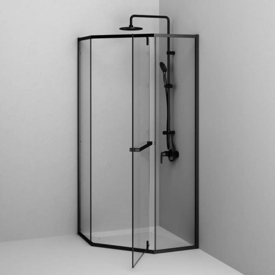 Душевая кабина Am.Pm Gem 5-corner Pivot W90UG-405-090BT 90x90 прозрачная, профиль чорный мат, без поддона