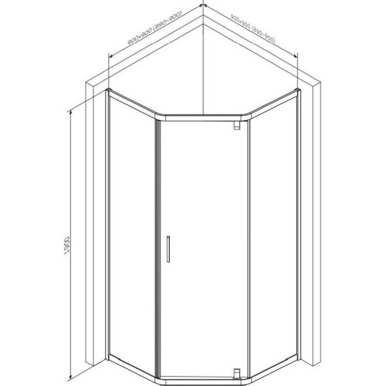 Душевая кабина Am.Pm Gem 5-corner Pivot W90UG-405-090BT 90x90 прозрачная, профиль чорный мат, без поддона