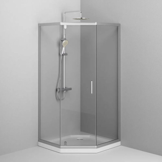 Душова кабіна Am.Pm Gem 5-corner Pivot W90UG-405-090MT 90x90 прозора, профіль матовий хром, без піддону
