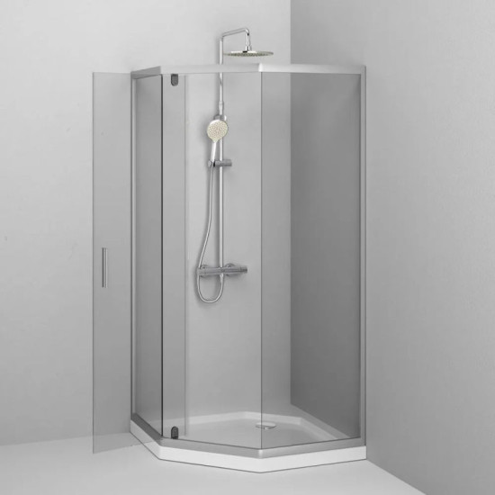 Душова кабіна Am.Pm Gem 5-corner Pivot W90UG-405-090MT 90x90 прозора, профіль матовий хром, без піддону