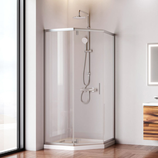 Душова кабіна Am.Pm Gem 5-corner Pivot W90UG-405-090MT 90x90 прозора, профіль матовий хром, без піддону