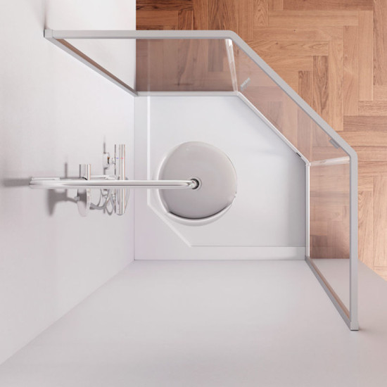 Душова кабіна Am.Pm Gem 5-corner Pivot W90UG-405-090MT 90x90 прозора, профіль матовий хром, без піддону