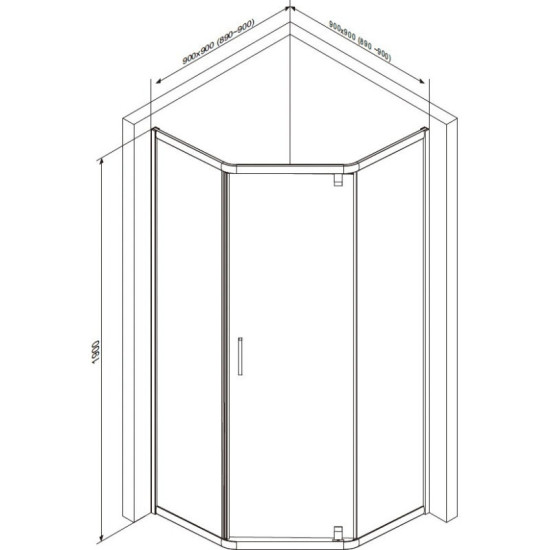 Душова кабіна Am.Pm Gem 5-corner Pivot W90UG-405-090MT 90x90 прозора, профіль матовий хром, без піддону