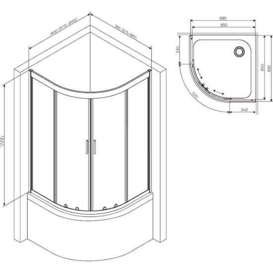 Душевая кабина Am.Pm Gem Deep W90UG-401A090BT 90x90 прозрачная, профиль черный мат, без поддона