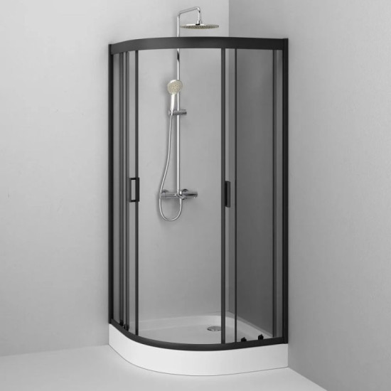 Душова кабіна Am.Pm Gem W90UG-401-090BT 90x90 прозора, профіль чорний матовий, без піддону