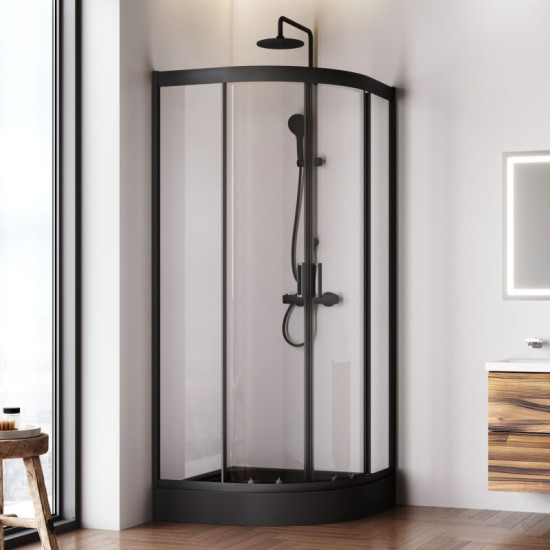 Душова кабіна Am.Pm Gem W90UG-401-090BT 90x90 прозора, профіль чорний матовий, без піддону