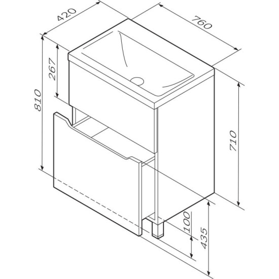 Тумба с раковиной Am.Pm Gem S M91-FSX0752-WC0752WG38