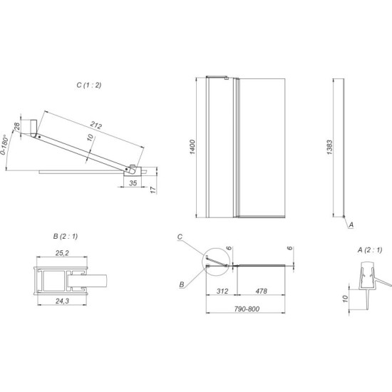 Штора на ванну Am.Pm Gem WU90BS-D3W5-140CT