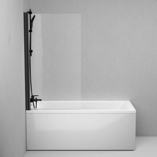 Штора на ванну Am.Pm Gem W90UBS-D080-140BT профиль черный мат, стекло прозрачное